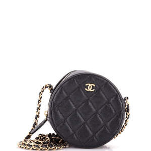 Chanel Round Clutch With Chain Quilted #205424C25B